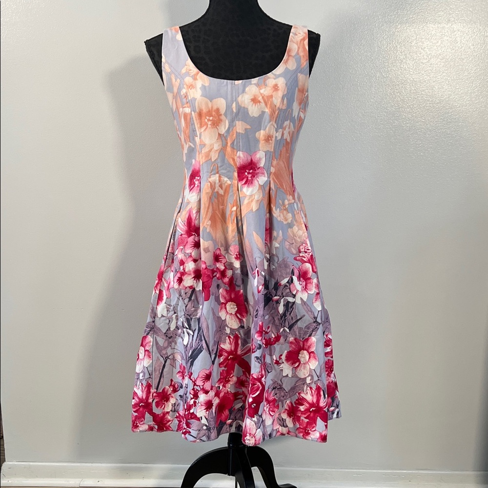 Nine West Multicolor Floral Midi Dress size 6